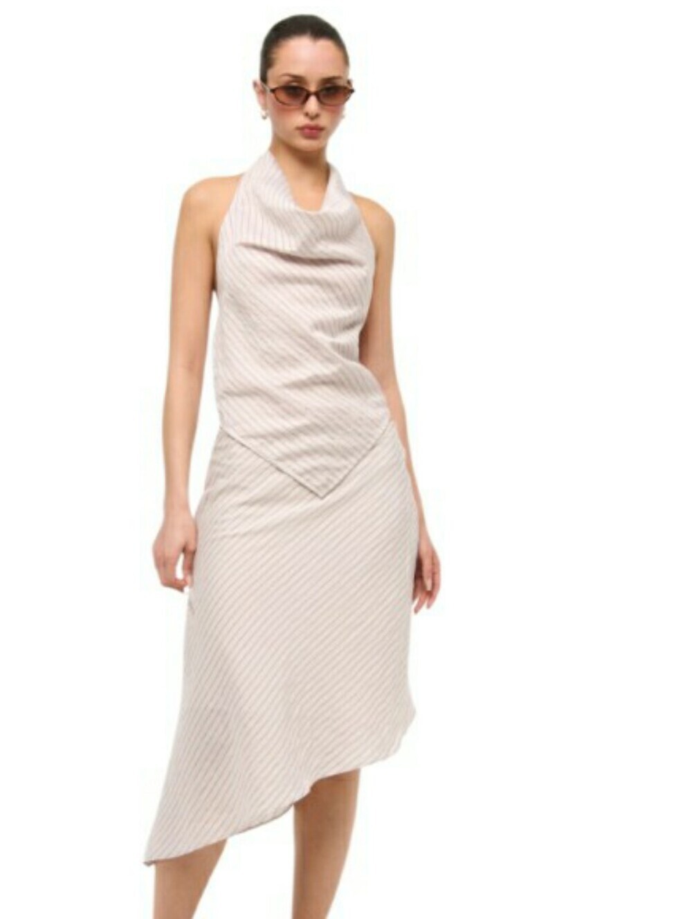 NWT Abercrombie & Fitch Mid Rise Asymmetrical Hem Midi Skirt-LP